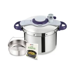 Seb Cocotte Minute – Autocuiseur Avec Minuterie 2 En 1 En Inox 6L – Gris