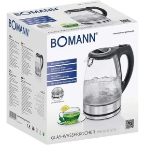 Bomann Bouilloire Electrique En Verre 1,7 L 2200W – Wks 6032 G Cb Blanc/Inox